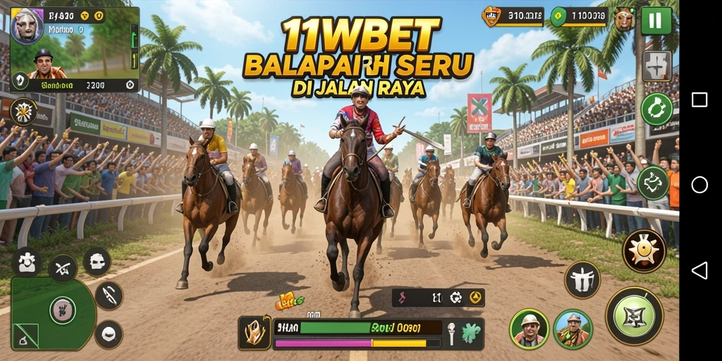 Tampilan gameplay seru balapan dalam 11WBET.