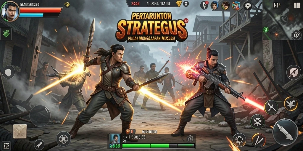 Tangkapan layar menunjukkan pertempuran strategis yang intens di <strong>3446</strong>.