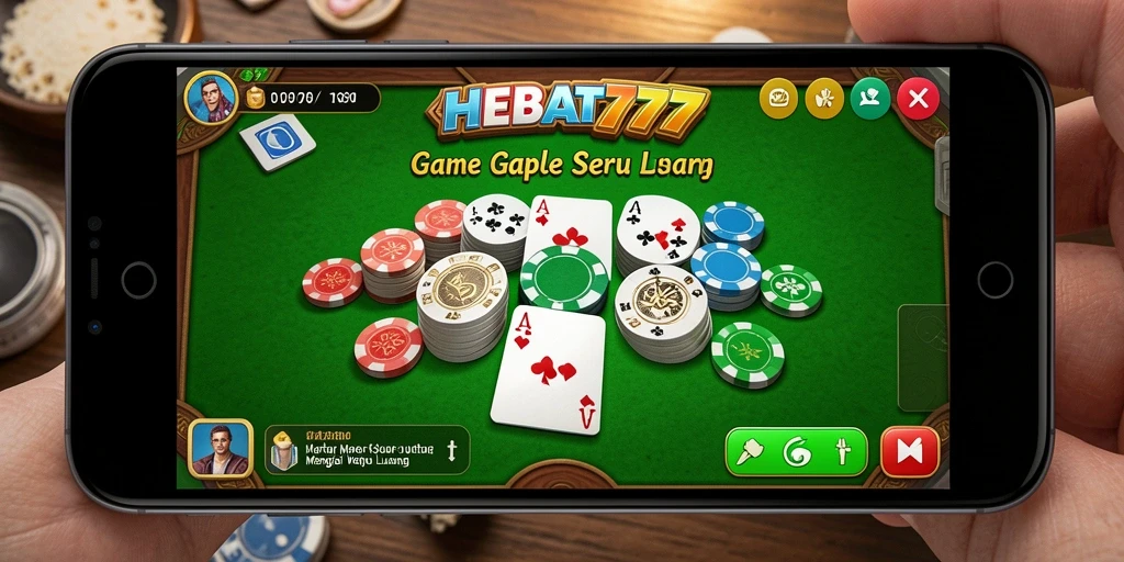 Screenshot HEBAT777 menampilkan gameplay Gaple yang seru dan interaktif.