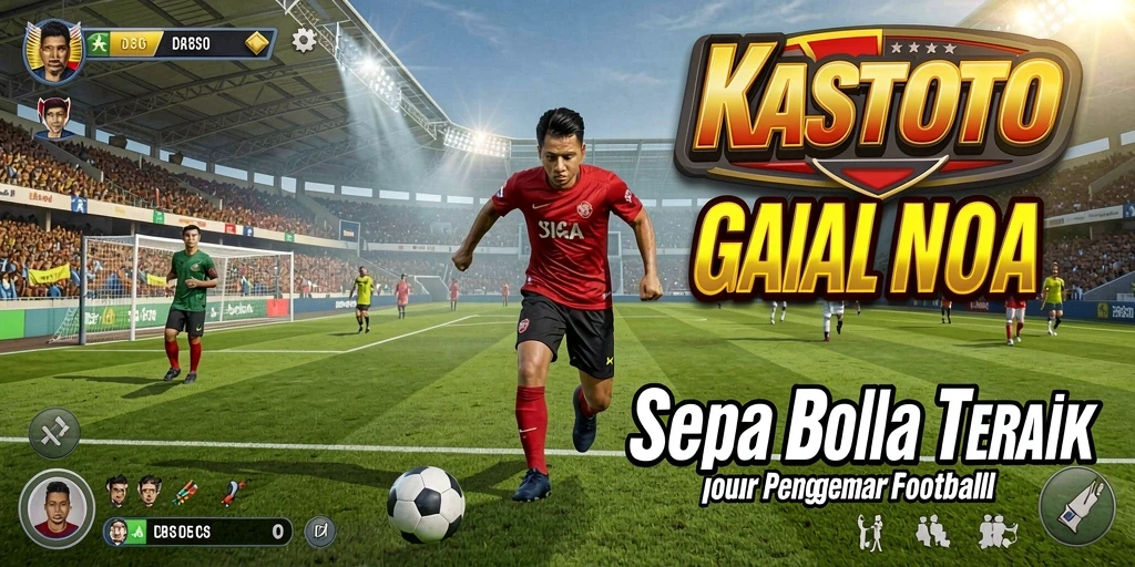 Screenshot gameplay KASTOTO yang menampilkan aksi seru di lapangan sepak bola.