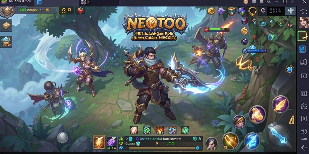 Screenshot gameplay NEOTOTO menampilkan aksi seru dalam pertarungan MMORPG.