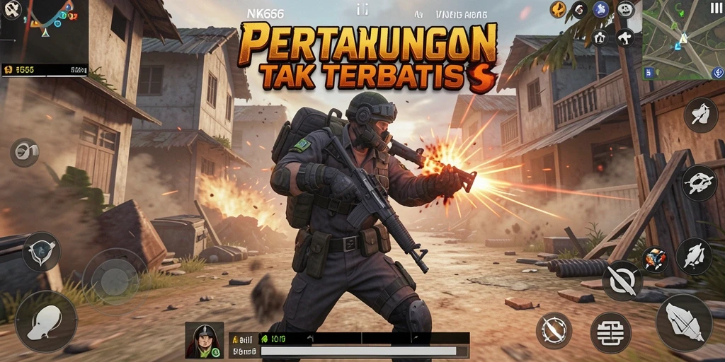 Tampilan gameplay NK666 dengan pertarungan seru dan karakter unik.