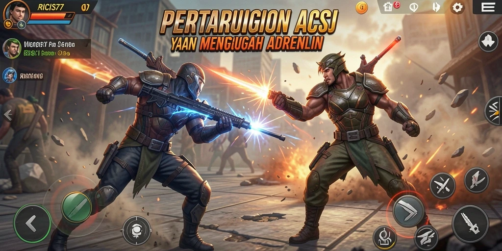 Tampilan gameplay seru dari RICIS77 saat bertarung.