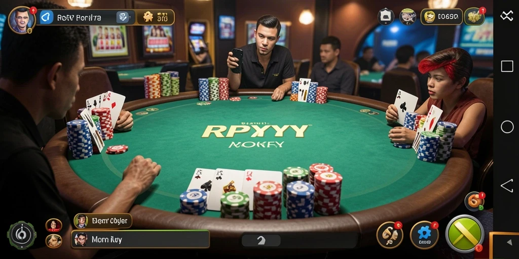 Screenshot gameplay Poker di RPYYY yang menampilkan keseruan bermain.