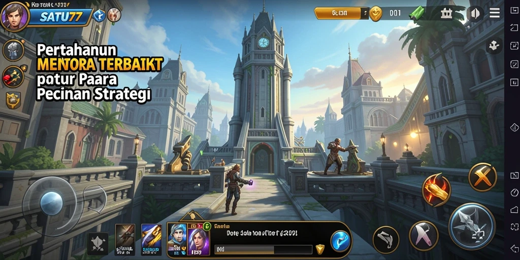 Gameplay SATU77 yang menantang dengan menara beragam dan musuh.
